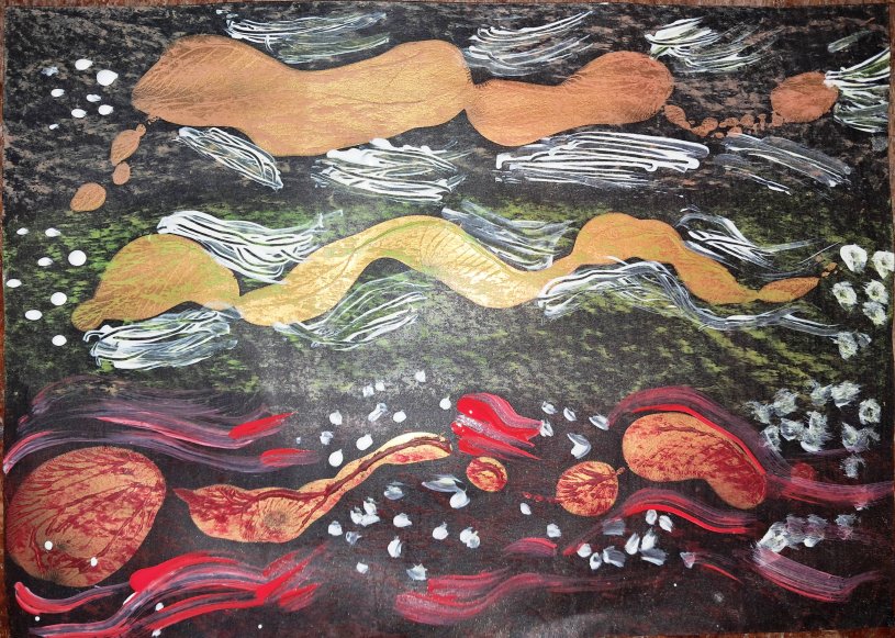 Abstract painting: Between Worlds, Something Moves