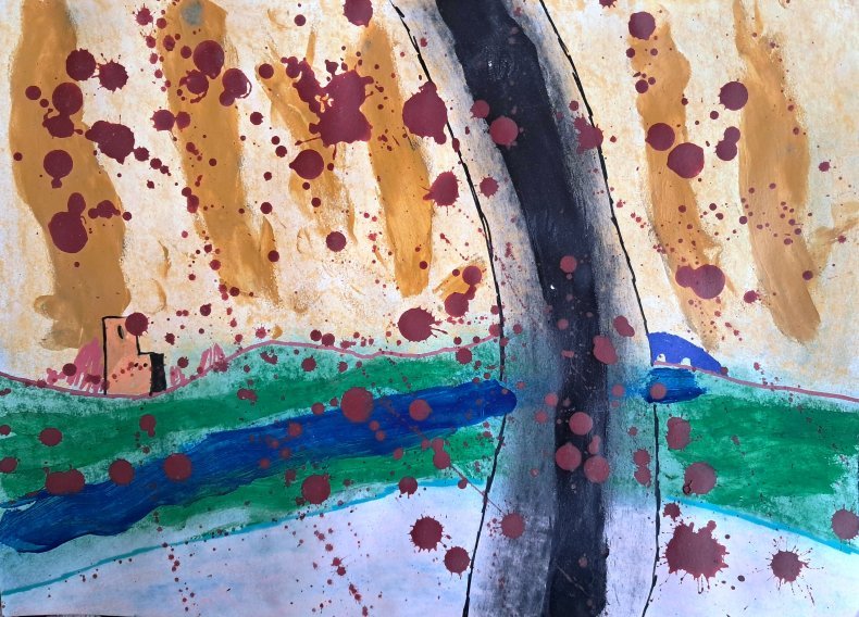 Abstract painting: Moving Past Spilt Milk
